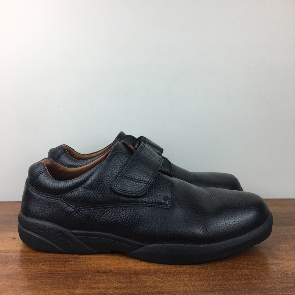 Dr. Comfort William Black Leather Adjustable Diabetic Shoes Hook Look Men’s 14W. - Picture 3 of 12
